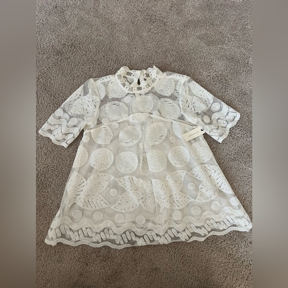 Anthropologie HD in Paris White Lemon Lily Lace Blouse Top - Picture 1 of 5